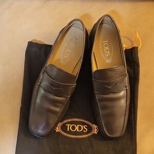 Tod's Dark Brown Leather Slip-On Loafers